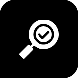 Magnifying glass with checkmark icon